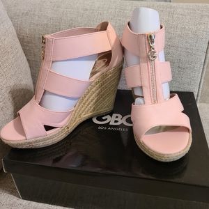 2 PAIRS Guess Wedge Sandal Set - Blush Pink/Denim Size 10